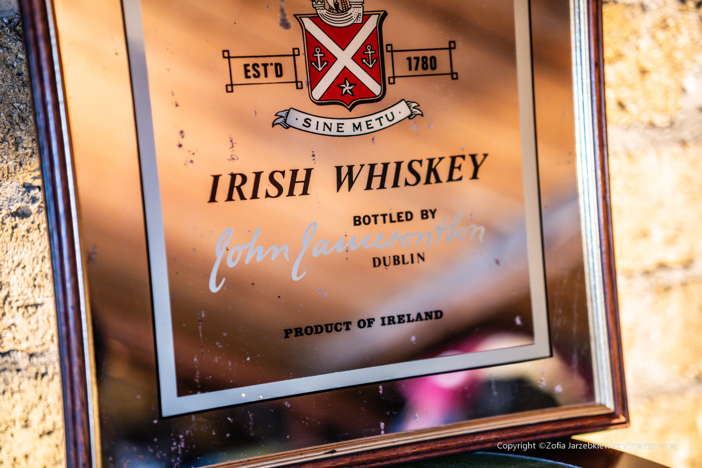 Vintage Jameson Irish Whiskey Pub Mirror