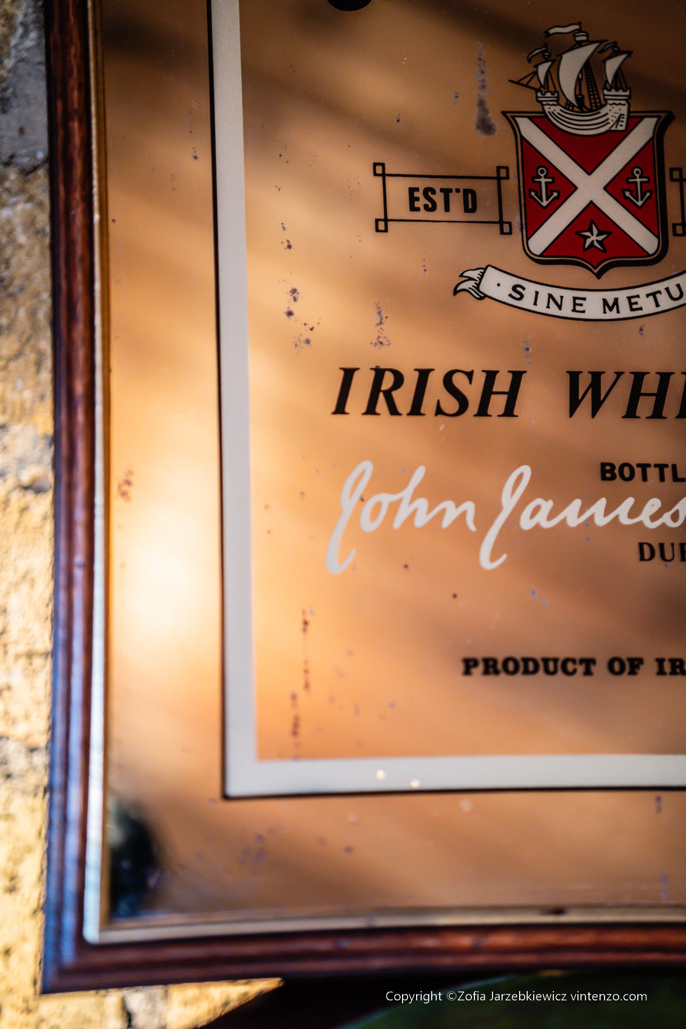 Vintage Jameson Irish Whiskey Pub Mirror