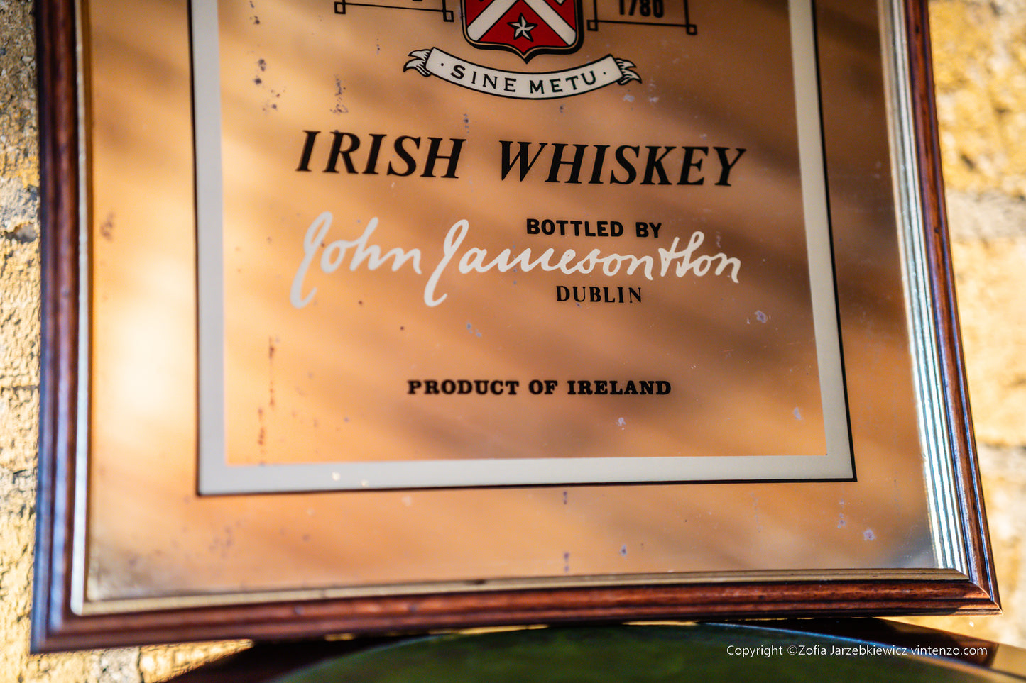 Vintage Jameson Irish Whiskey Pub Mirror