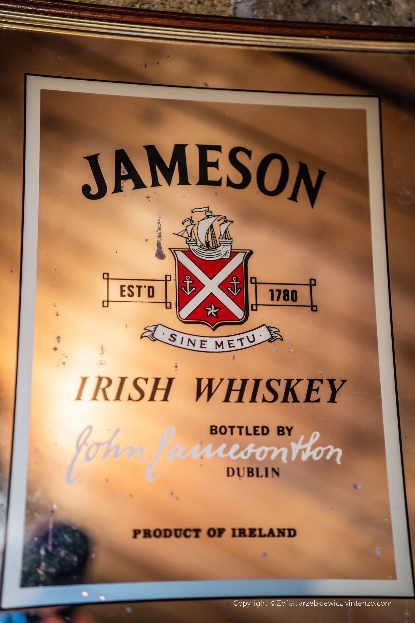 Vintage Jameson Irish Whiskey Pub Mirror