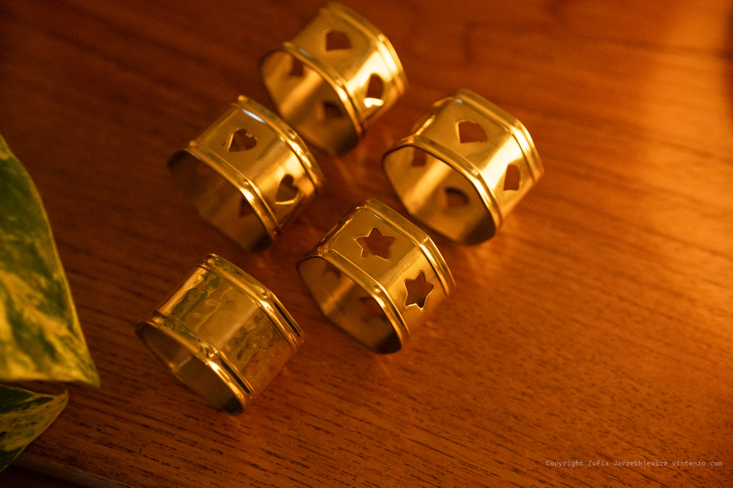 Set of 5 Vintage Brass Napkin Holders