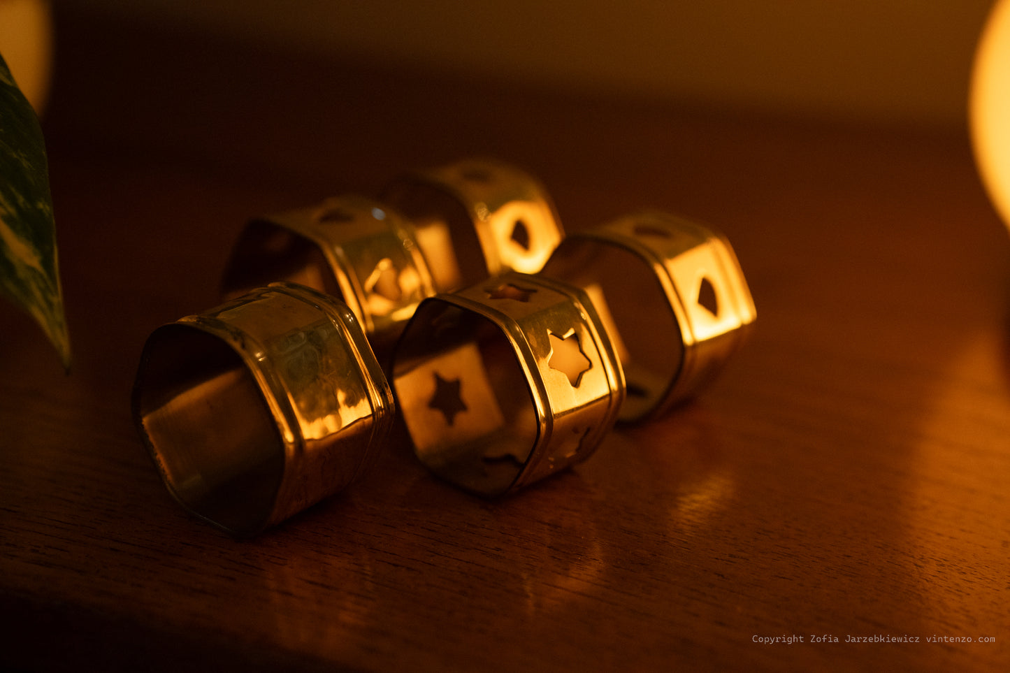 Set of 5 Vintage Brass Napkin Holders