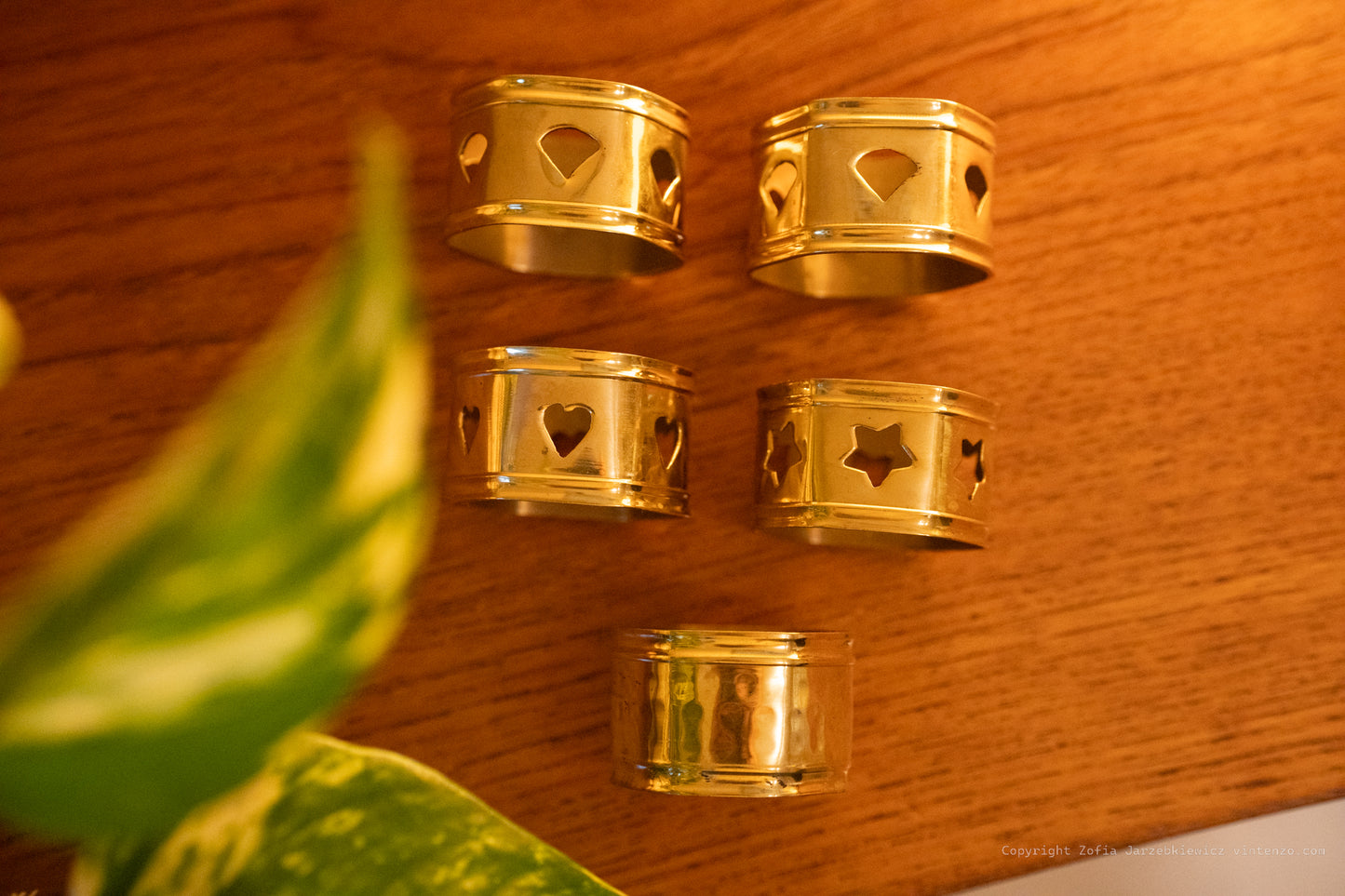 Set of 5 Vintage Brass Napkin Holders