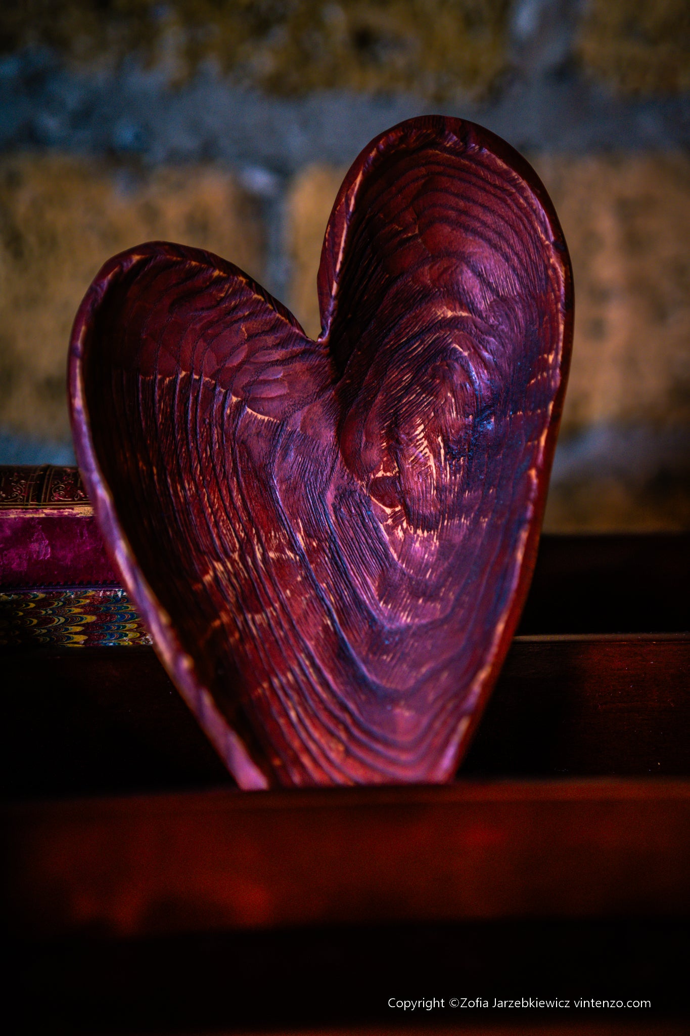 Wooden Loveheart Trinket Plate