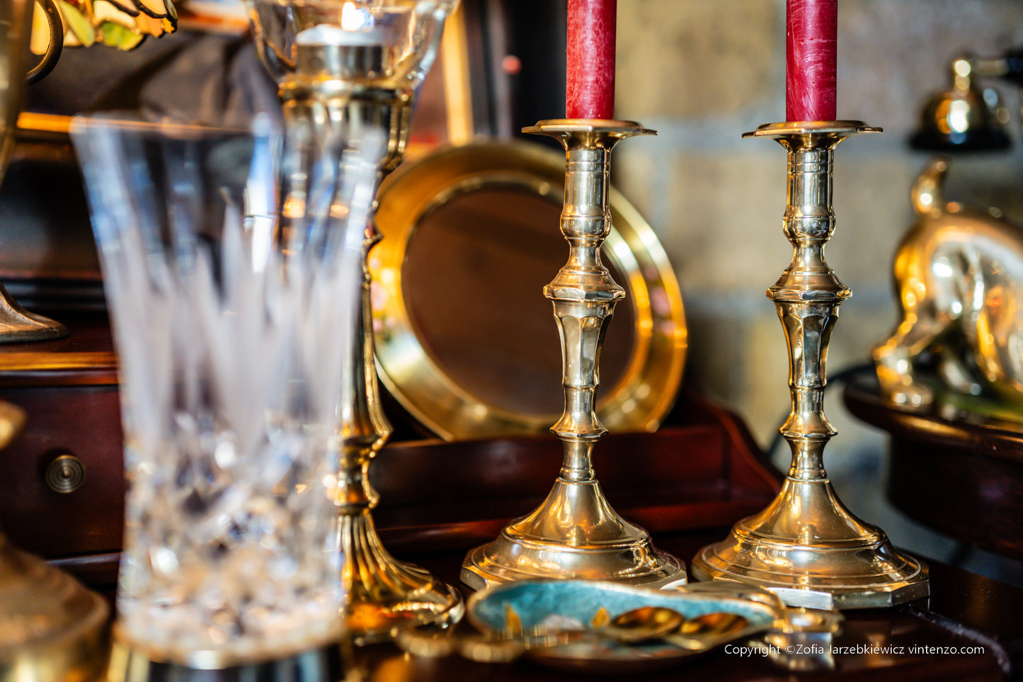 Set of 2 Vintage Brass Candleholders